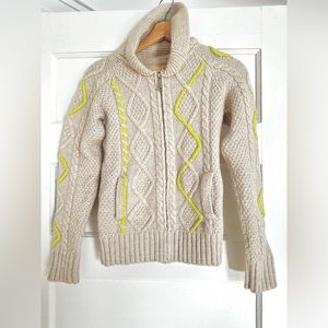 TNA/Aritzia merino wool cable knit zipper cardigan in ivory size small